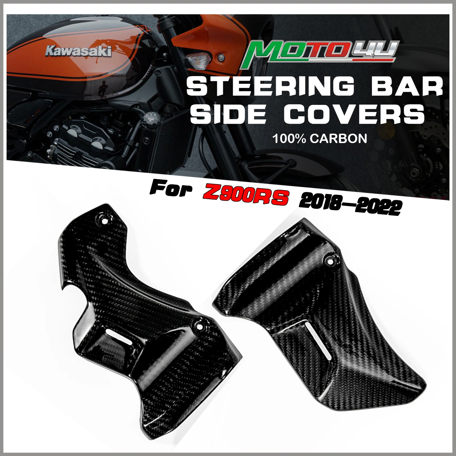 

Carbon Fiber Motorcycle Side Panels Steering Bar Side Covers Gloss For KAWASAKI Z900RS Z900 RS Z 900RS 2018 2019 2020 2021 2022