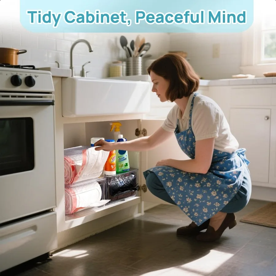 2 حزمة كيس قمامة حامل تكويم كيس النفايات موزع ل 13 30 33 جالون أكياس واضح المنظم صناديق لحوض المطبخ La