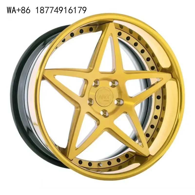 wmwmnu Brushed Gold Star Shape 2pcs Forged Wheels 17 18 19 20 21 22 Inch 5x112 5x120 Aluminium Alloy Forged Car Wheels