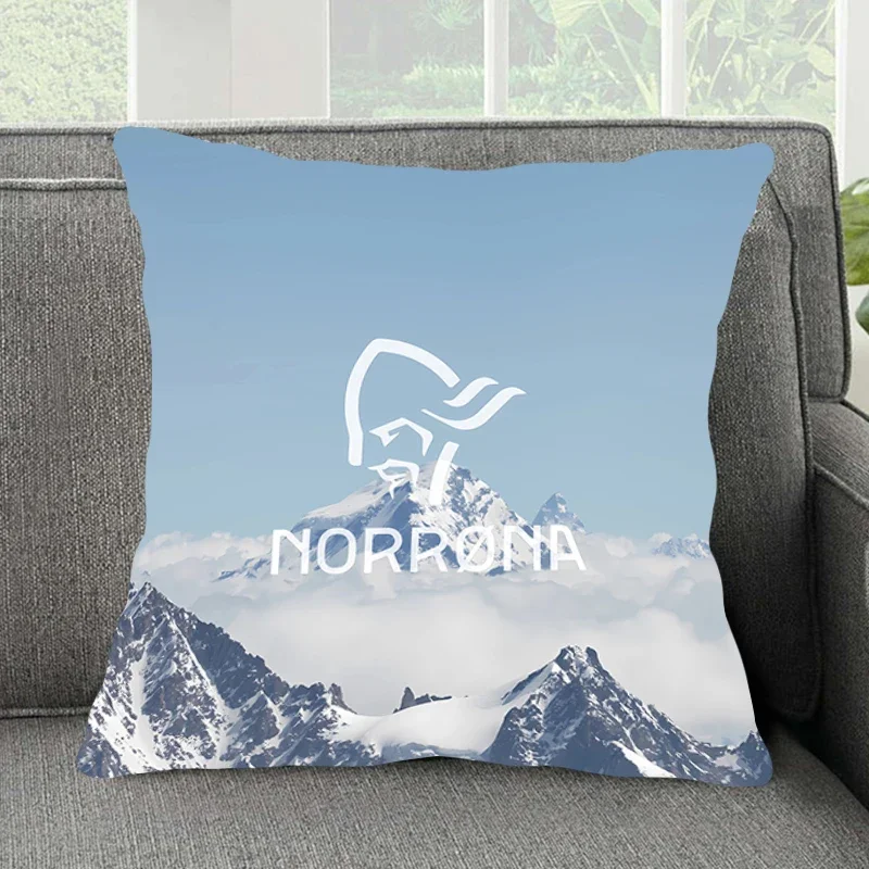 Norrona-funda de almohada cuadrada para sofá, ropa de cama cómoda con logotipo de marca para deportes al aire libre