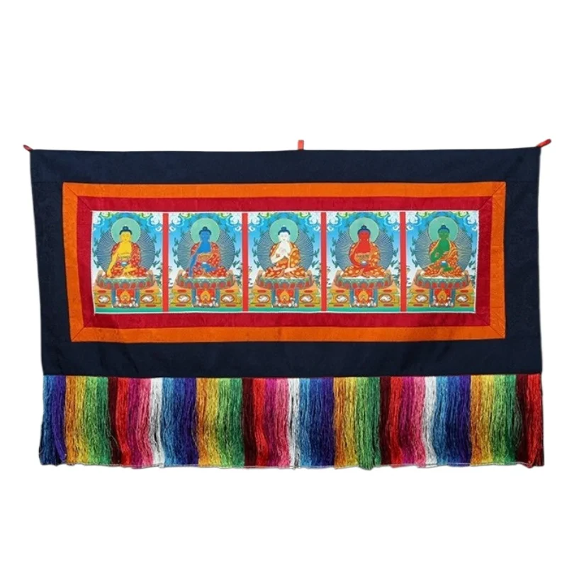 90x55CM Tibetan Five‑Direction Pattern Cloth Valance Wall Hanging Buddhist Hall Religious Home Decor - view 2