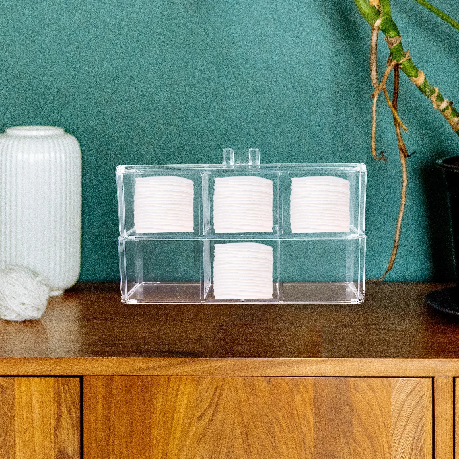 

Cotton Storage Box Powder Puff ganizer Clear Container Acrylic Dust Proof 2 Grids Makeup Sponge Case For Home