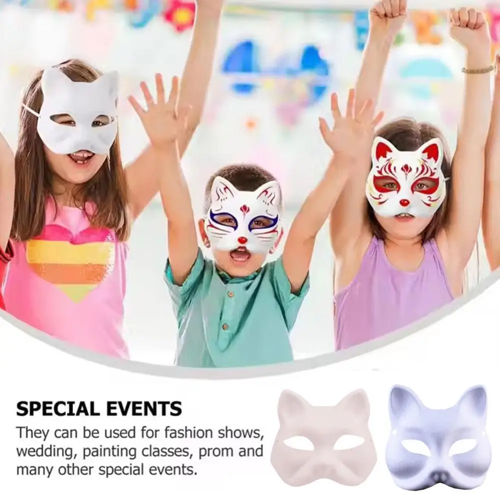 Cat Face Mask DIY Hand Painted Blank Mask Children's Mask Decor Kindergarten Teaching Party Costume Masquerade Costume Cosp B5E3