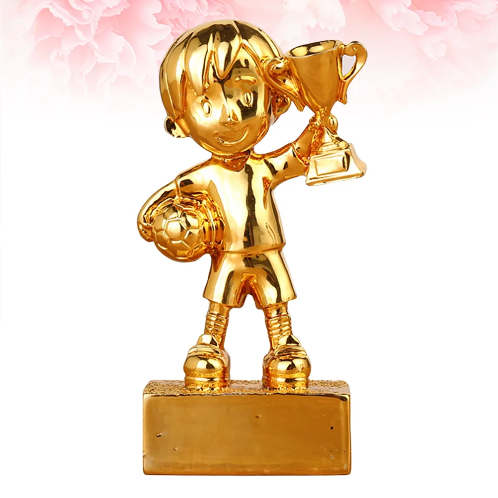 

Small Soccer Award Trophy Plating Resin Reward Prizes Decoration Football Awards Trophy with Base (Golden)