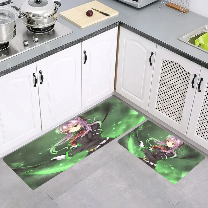 Anime S-Seraph Of The End Door Mat Kitchen Carpet Aesthetic Room Decoration Carpets Rugs Home Balcony Foot Rug Doormat Entrance