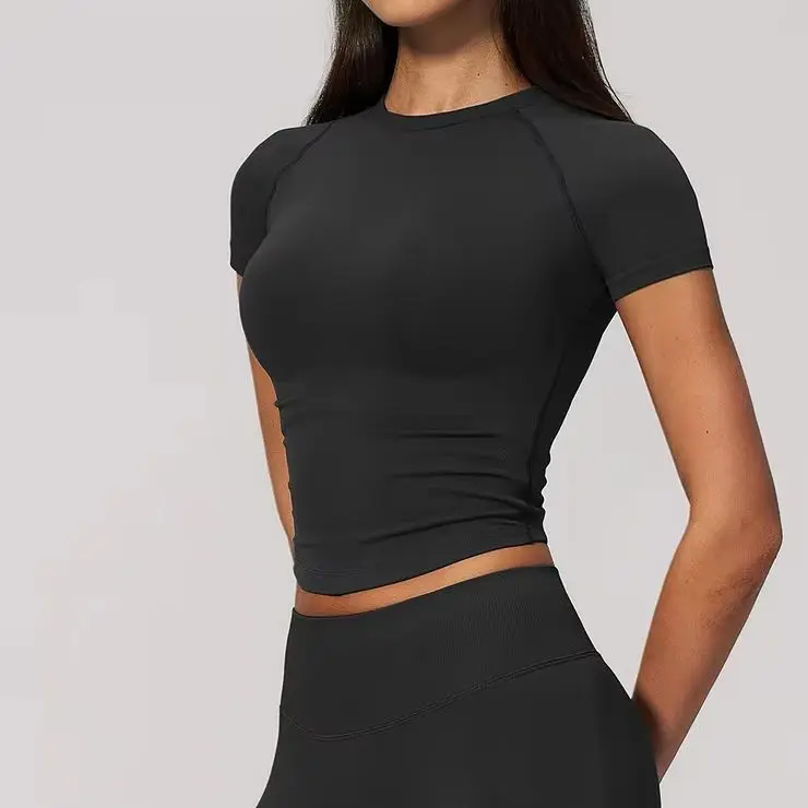 New Seamless Women Sports Short Sleeved Yoga T-Shirt Outdoor Fitness Sports T-Shirt Breathable Stretchy Quick Dry Shirts Female