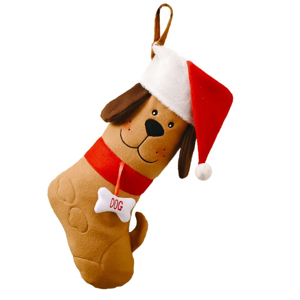 

1Pcs Dog Bone Christmas Socks 40x20cm Hanging Stocking Gift Bag for Kids Candy Storage Xmas Party Decor Present Pouch