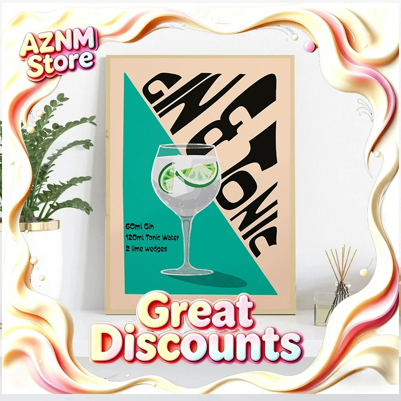 1pc frameless Canvas Painting Vintage Cocktail Canvas Painting Drinks Espresso Martini Aperol Spritz Retro Alcohol Posters Pr