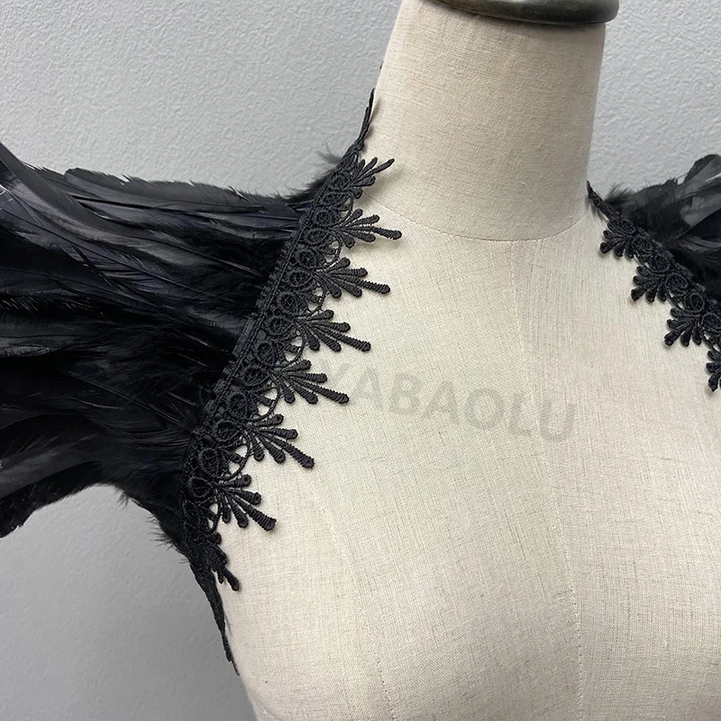 Hochzeits feier Schal Truthahn Schals Kleid Umhang weißen Schal y2k Cosplay Feder Halloween Snood Kinder Gothic Style Frauen Fell – Detail 33