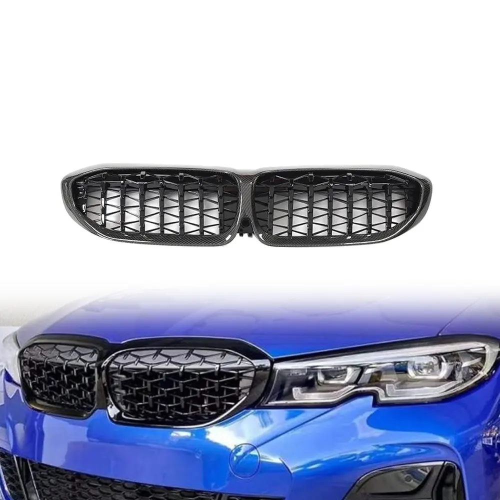 

Carbon Fiber Front Kidney Grille For BMW 3 Series G20 G21 G28 330i M340i 2019-2022 Diamond Style
