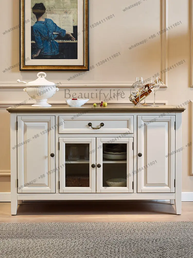 Mediterranean solid wood European pastoral storage cabinet American rural simplicity