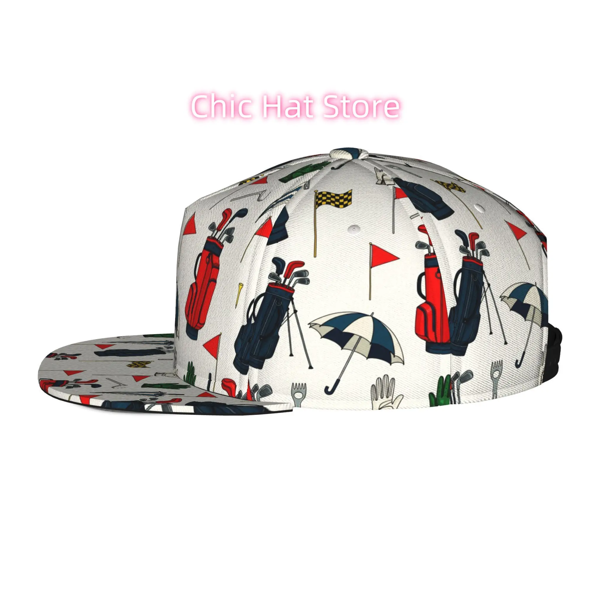 Men's & Women's Golf-Themed Baseball Cap with Adjustable Snap Brim - Lightweight Flat-Top Suitable for Casual Outdoor, Golf Acce