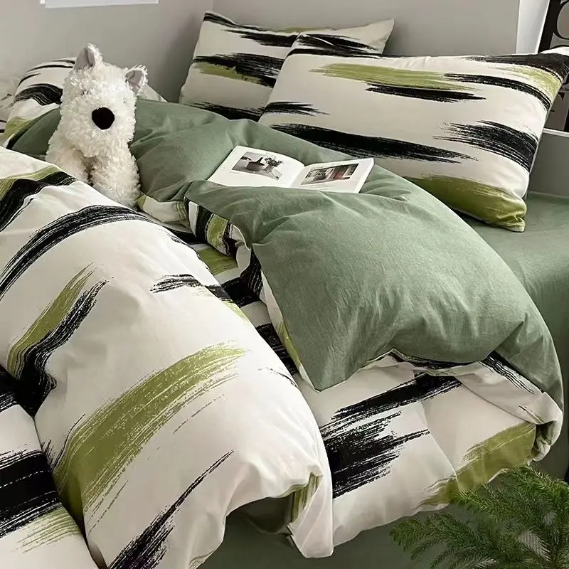 Conjunto de cama preto e branco para meninos, capa de edredão, folha plana, fronha, roupa de cama, gêmeo, queen size, adultos, flanela, têxtil doméstico