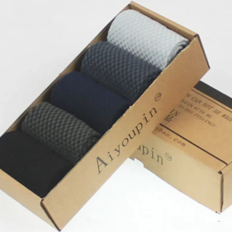 

Bamboo Fiber Standard Solid Color Men Socks Brand New Casual Business Mens Gift Box Sets Crew Sock 5 pairs