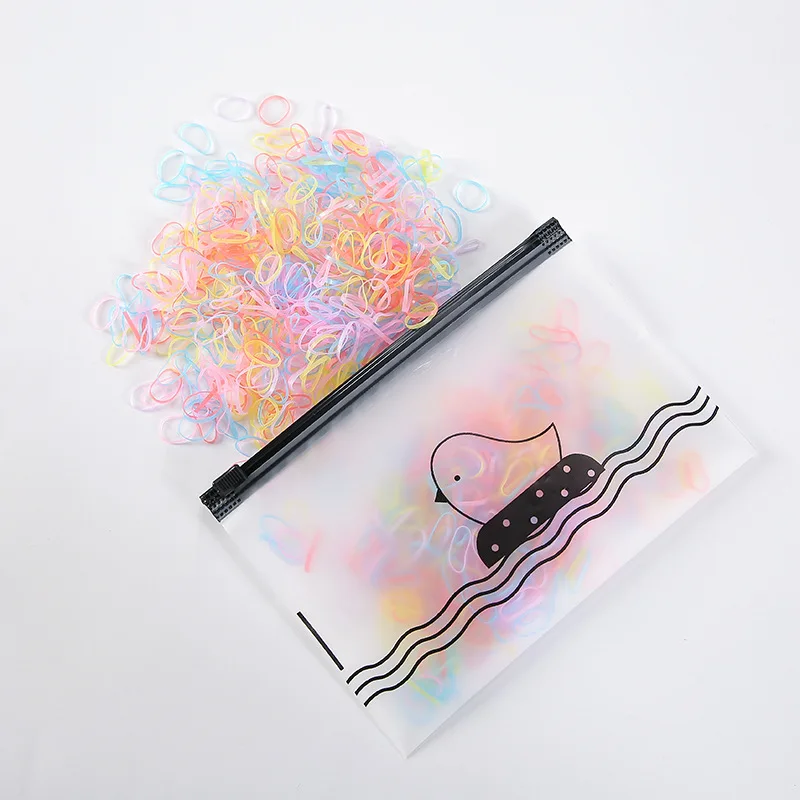 1000/2000 Stuks Kleur Kinderen Wegwerp Rubberen Band Zwart Transparant Hoge Elasticiteit Geen Schade Aan Haar Haaraccessoires Hoofdband - afbeelding 1
