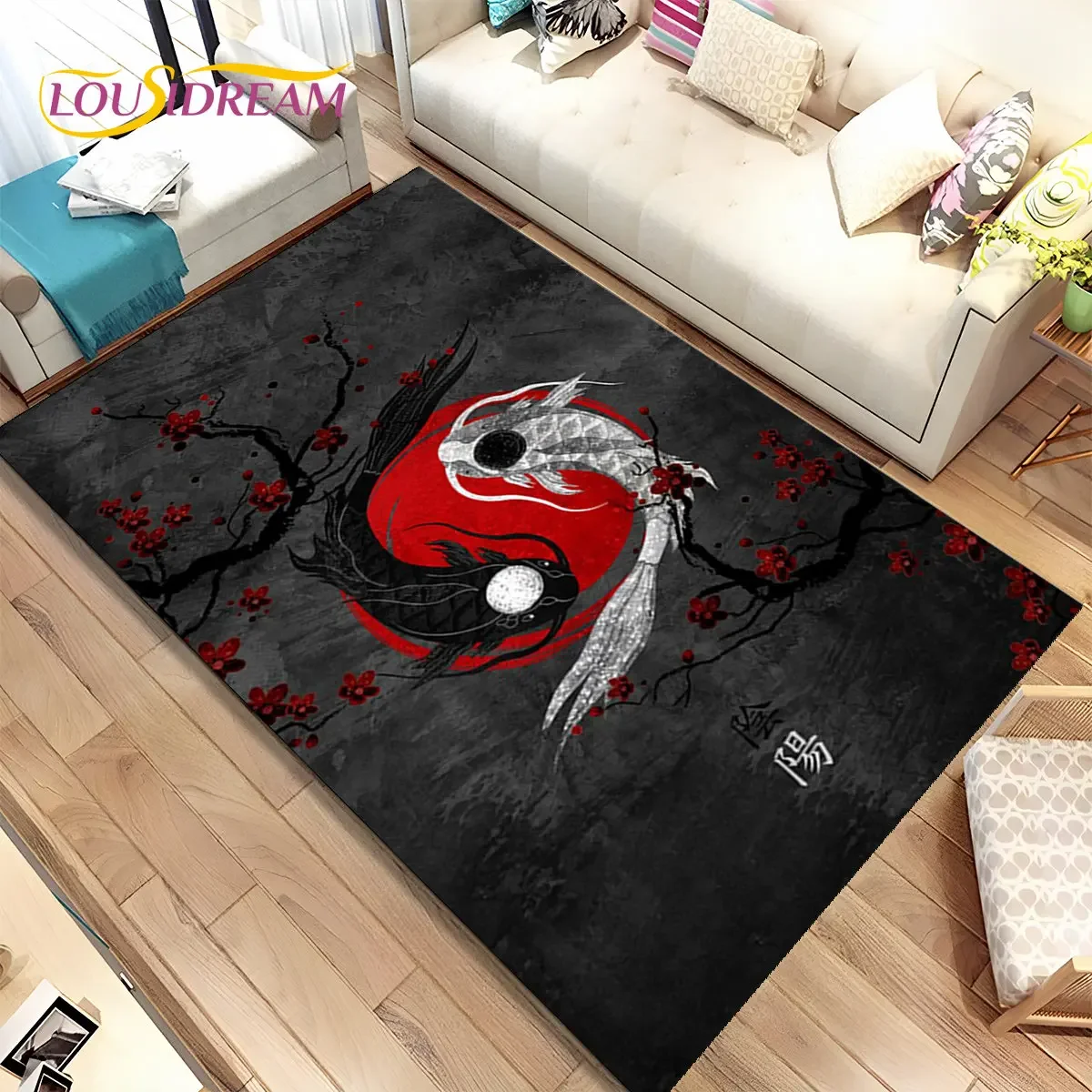Chinese Tai Chi Bagua Yin Yang  Area Rug,Carpet Rug for Home Living Room Children Bedroom Sofa Doormat Decor,Non-slip Floor Mat