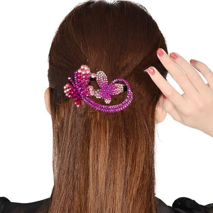 

Новая женская заколка для волос «Бабочка» с тремя зубцами, украшенная стразами, для всех сезонов, в стиле интернет-селебрити, высококачественная, красивая, бутиковая.