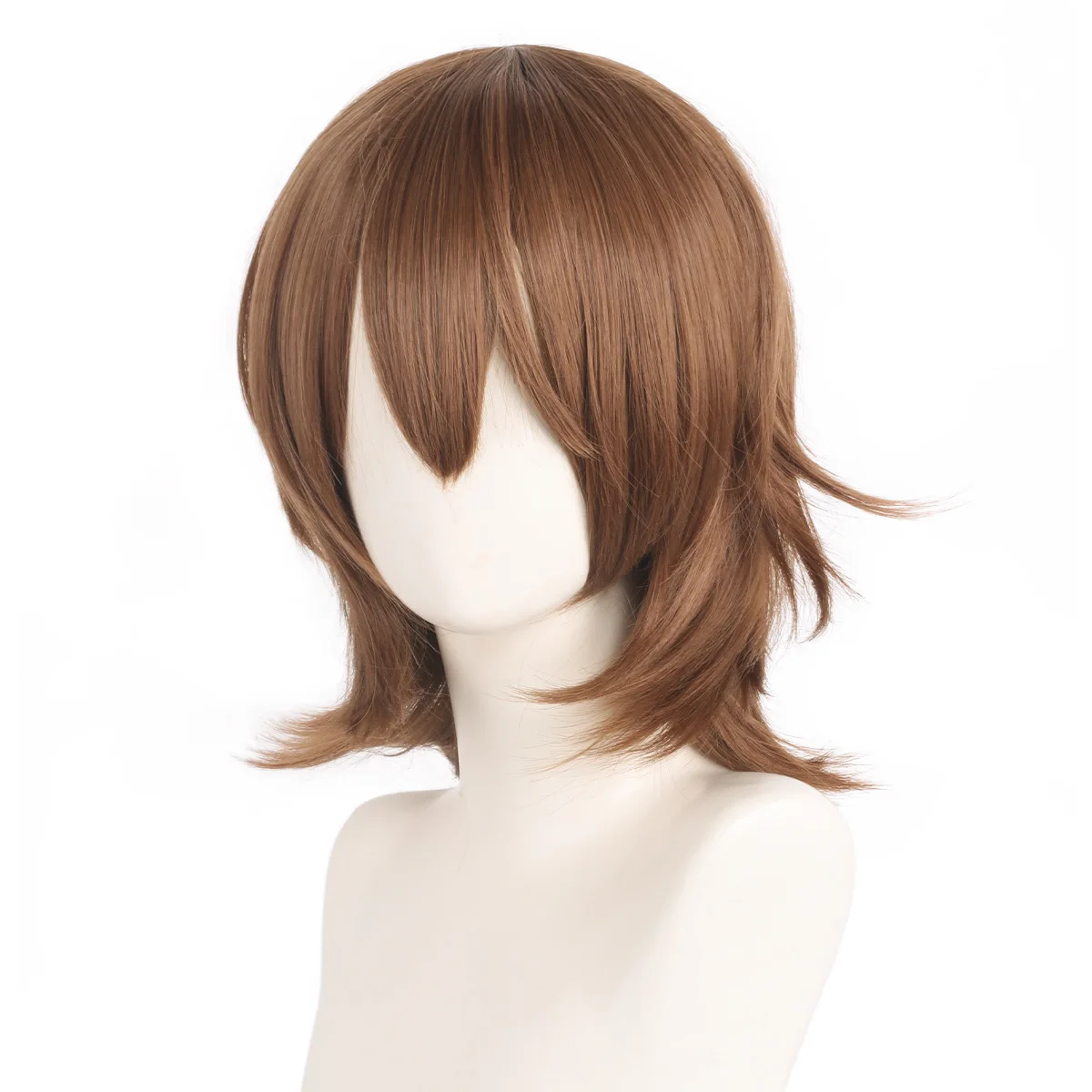 باروكة صناعية بنية قصيرة للعب الأدوار الأنيمي التنكرية، شعر طبيعي مقاوم للحرارة للحفلات التنكرية