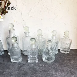 French Rhombus Relief Perfume Bottle Simple Crystal Glass Bottles Aromatherapy Essence Storage Vintage Bottle Dresser Ornament