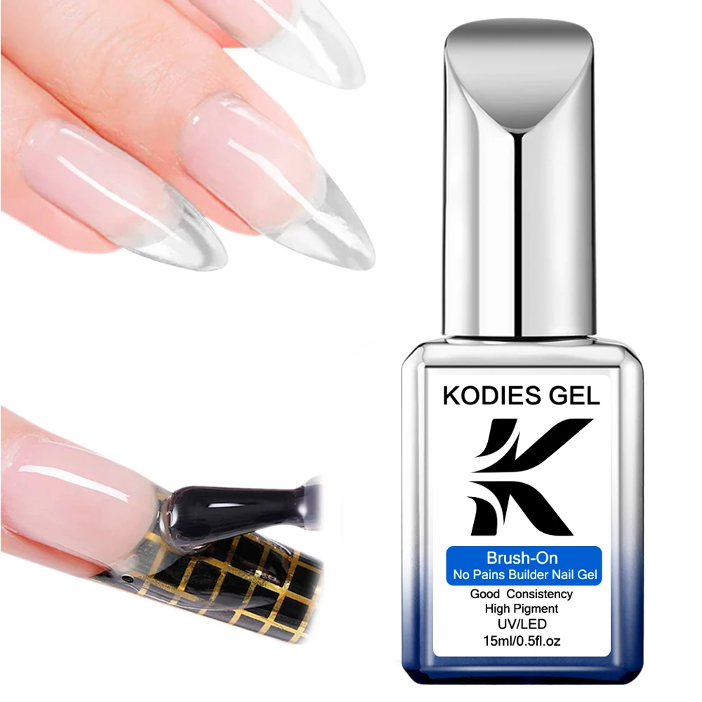 KODIES GEL brosse sur constructeur vernis à ongles dans une bouteille Bio formule sans douleur dur Extension d'ongle Gel blanc laiteux clair manucure