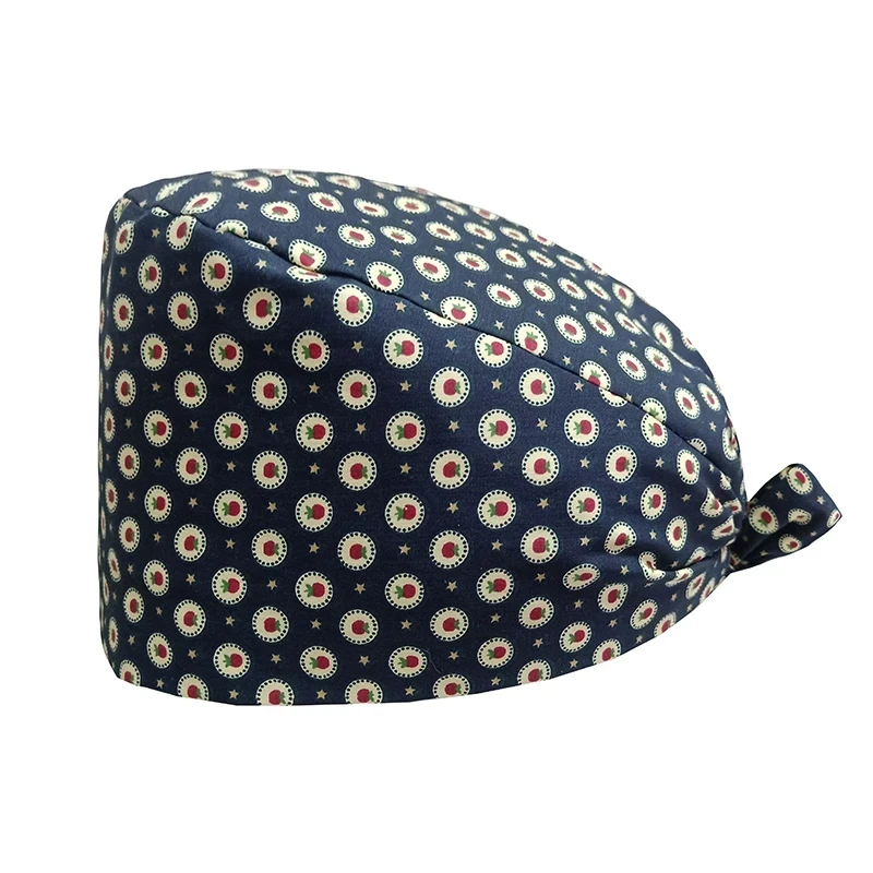 Gorro quirúrgico con estampado de flores para mujer, gorro de algodón, bonito, ajustable, para laboratorio, Spa, enfermera, veterinario