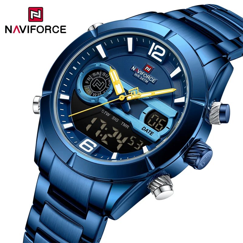 Reloj de diseño NAVIFORCE para Hombre, relojes de pulsera de cuarzo con calendario deportivo resistente al agua de lujo, Reloj cronógrafo con