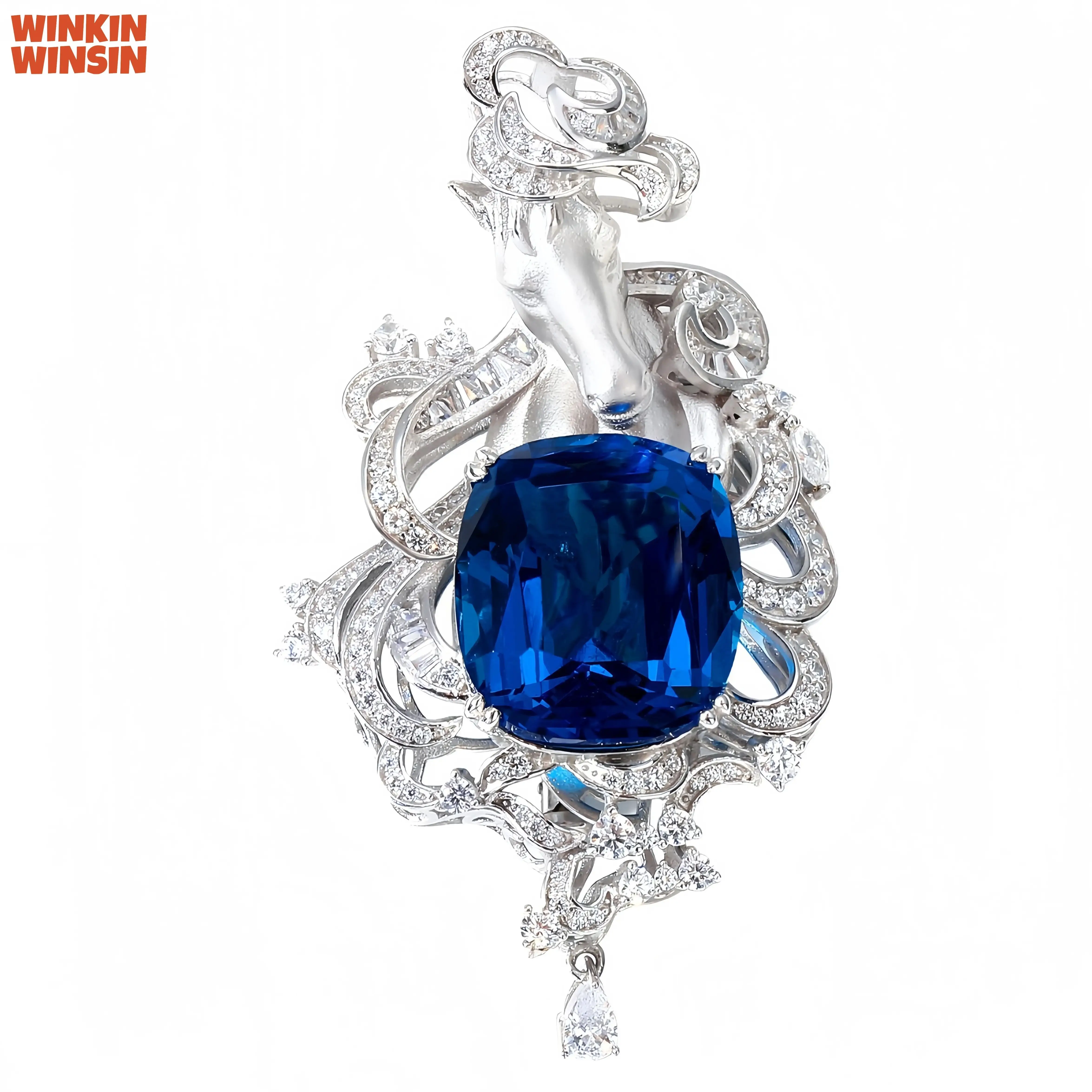 

WINKIN WINSIN Brand MST S925 925 Sterling Silver Horsehead Brooch Lab Grown Gemstones High Carbon Diamond Brooch Jewelry