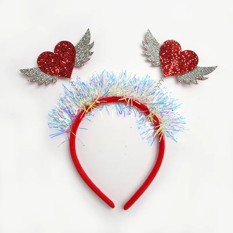 Love Headband Cute Angel Wings Shape Party Headdress Hair Accessories Red Peach Heart Shaped Headband for Celebration New