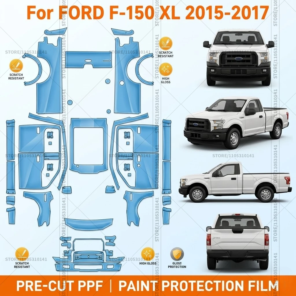 

Pre-Cut Paint Protection Film PPF Transparent Bumper Protector Automotive Clear Bra Car Film For Ford F-150 XL 2015-2017