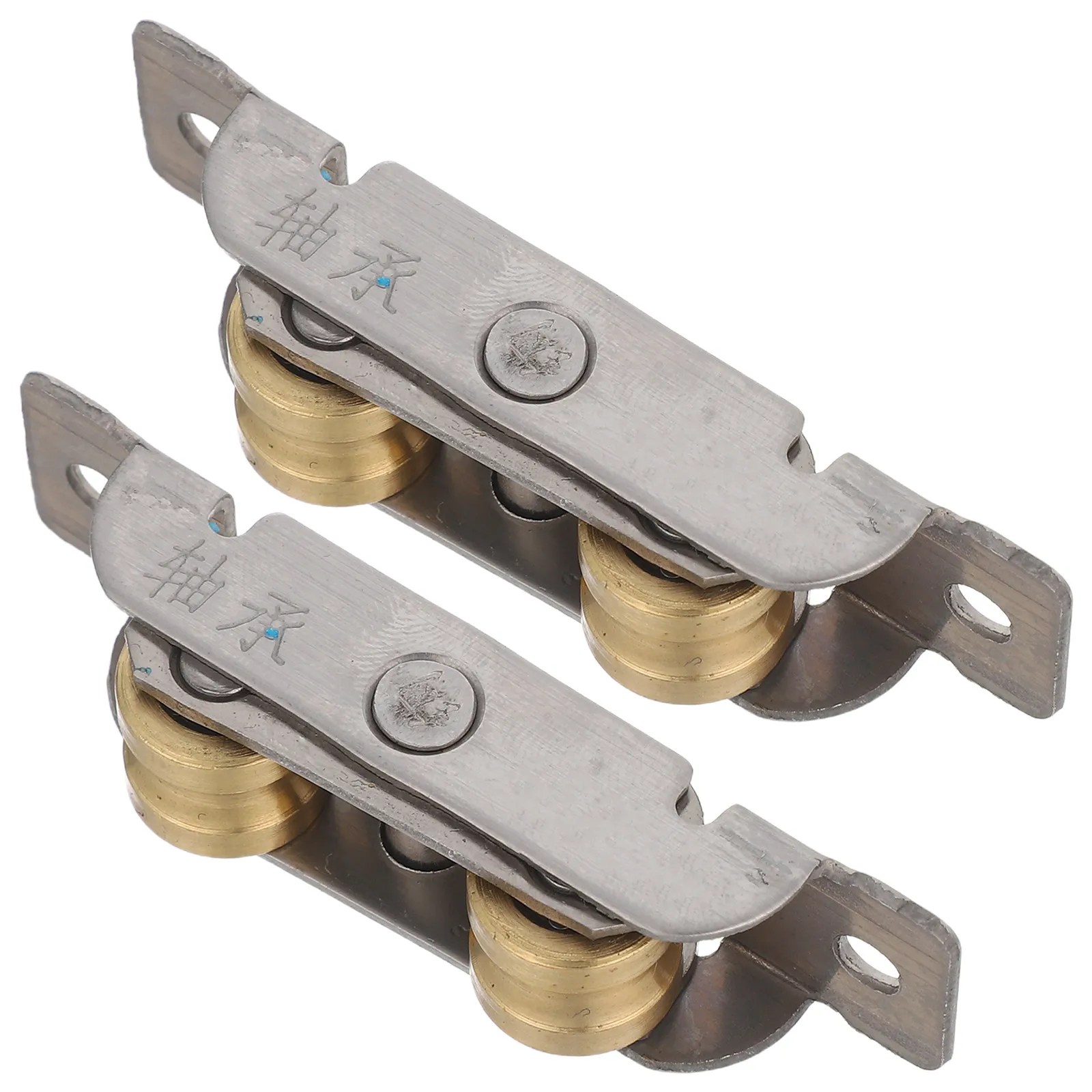 2Pcs Sliding Door Roller Push Pull Window Wheels Metal Double Roller Stainless Pulley Cabinet Track Wardrobe Sliding Rollers
