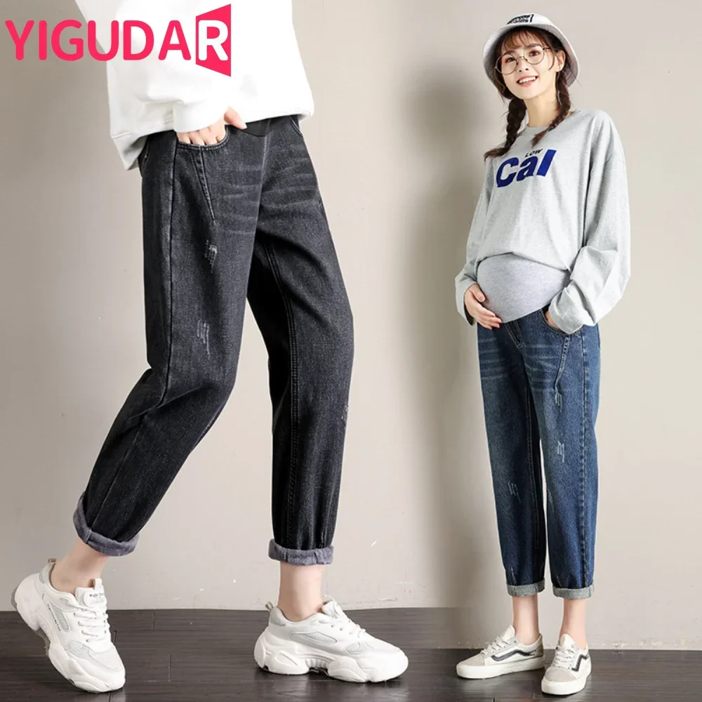 

korean fashion Maternity Pants Pregnancy photoshoot Clothes Denim Jeans Leggings for Pregnant Women Clothes Nursing Trousers
