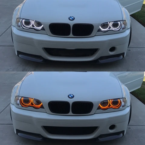 Янтарно-белые светодиодные хлопковые кольца Angel Eyes DRL для BMW 3 серии E46 316i 318i 320d 323i 328i 330i 325xi 330d 1998-2005