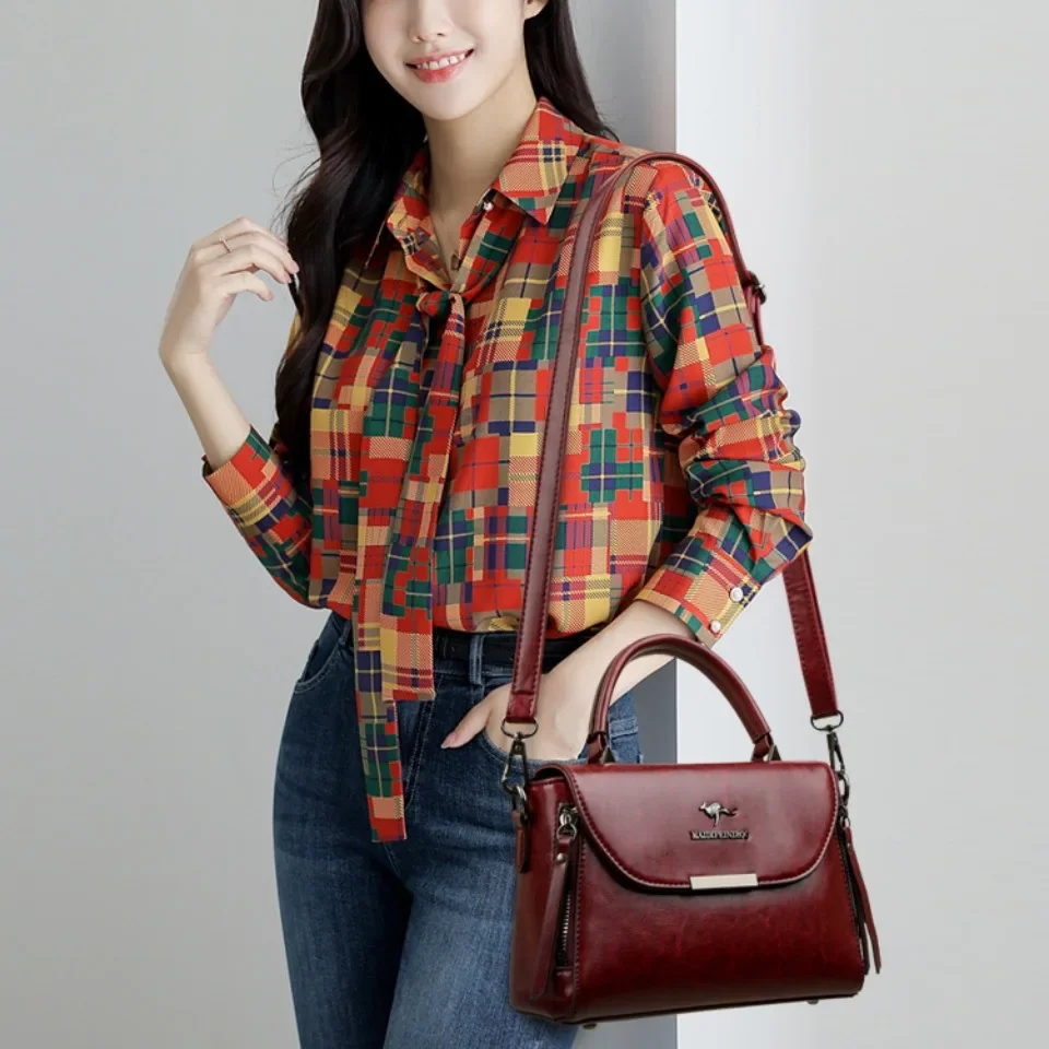 Luksusowe torebki damskie moda damska torba na ramię Crossbody wysokiej jakości skórzane torby dojazdowe z górnym uchwytem Casual Messenger Sac — zdjęcie 4