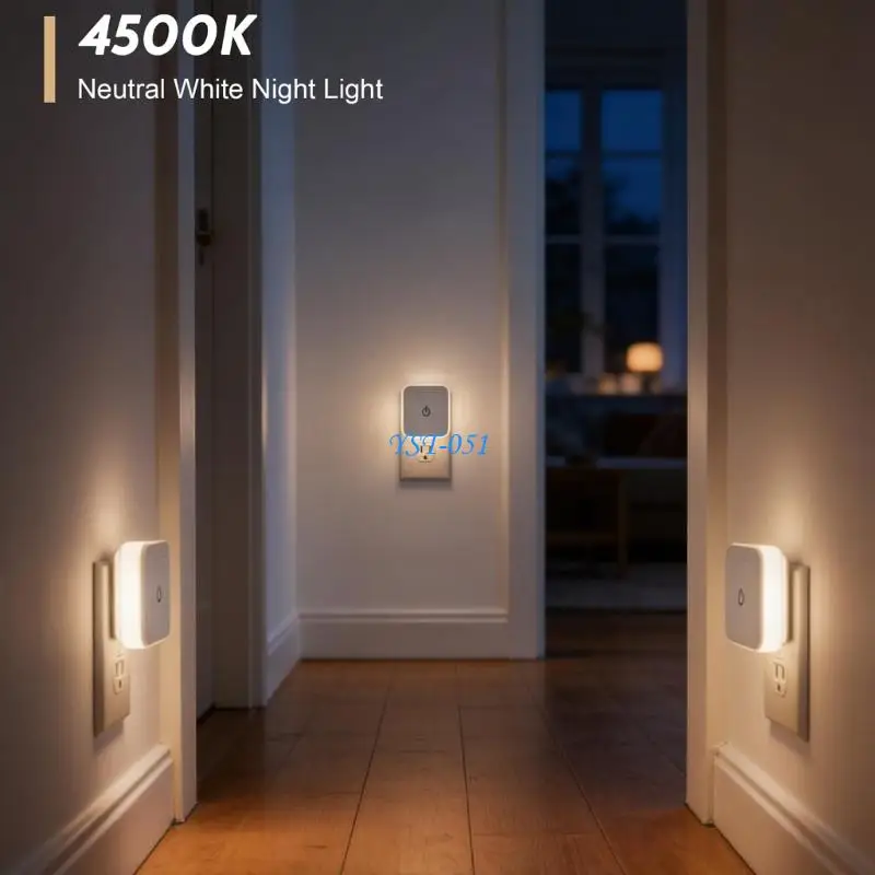 E15A Energy Saving LED Bedside Light Easy Operation 3 Color LED Night Light Plug in Square Bedside Lamp Easy to Use