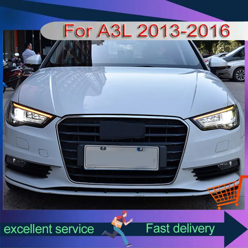 

Пара модификаций автомобиля для Audi A3 2014-2016, ксеноновая передняя лампа, светодиодный указатель поворота, DRL, линза проектора, автоаксессуары