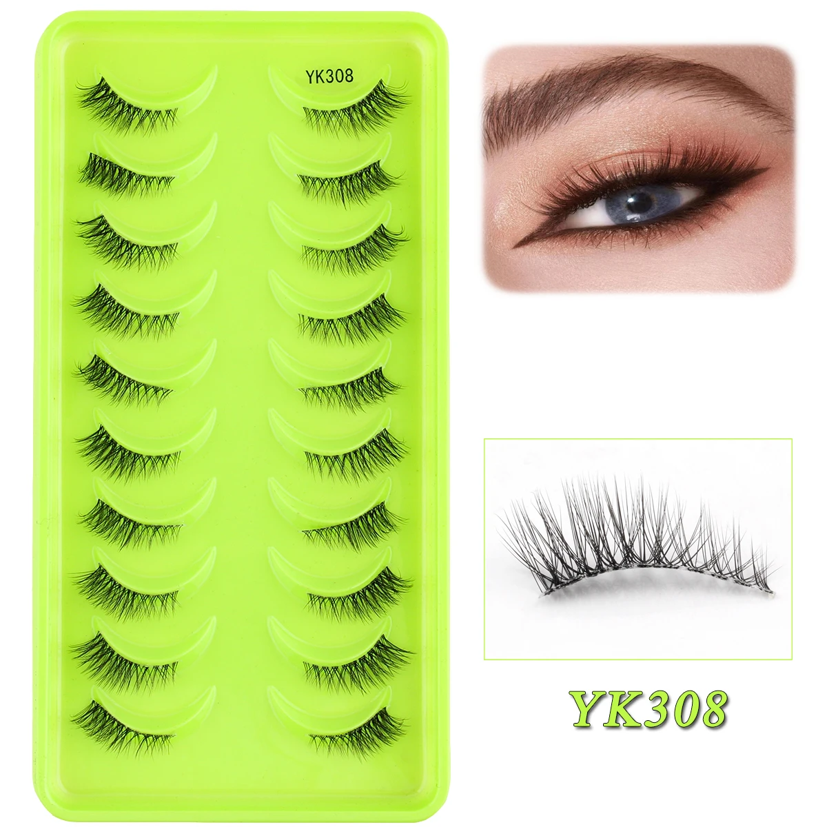 3/10Pairs Half Eyelashes Natural Long Fluffy 3D Mink Eye Lashes Handmade Wispy Cat Fake Lashes Makeup Tool maquillaje Faux Cils