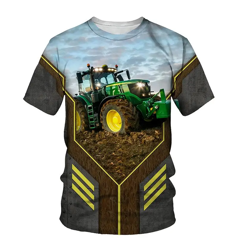 T-shirts 3D Print Truck tractors Summer Children\'s Round Neck TShirt Oversized Boys Girls Unisex Fashion Loose Kids  Clothing