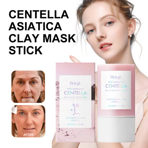 Hoygi Centella Asiatica Mascarilla de arcilla en barra Calmante Desintoxicante Hidratante Anti irritación Fácil aplicación Todo tipo de piel