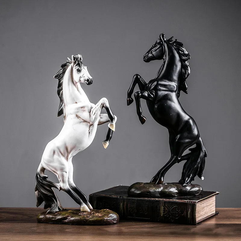 

European Style Standing Horse Resin Sculpture Home Decor for Living Room Study Desk Office Ornament