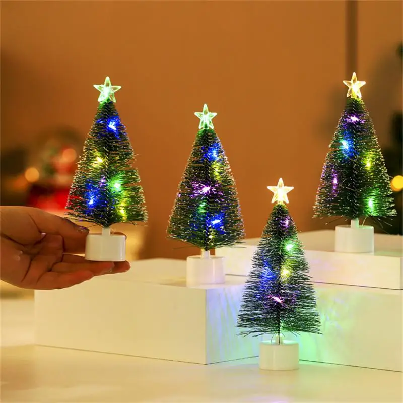 Mini Luminous Christmas Trees LED Lights Home Decoration Electronic Candles Childrens Gifts New Year Christmas Party Ornament