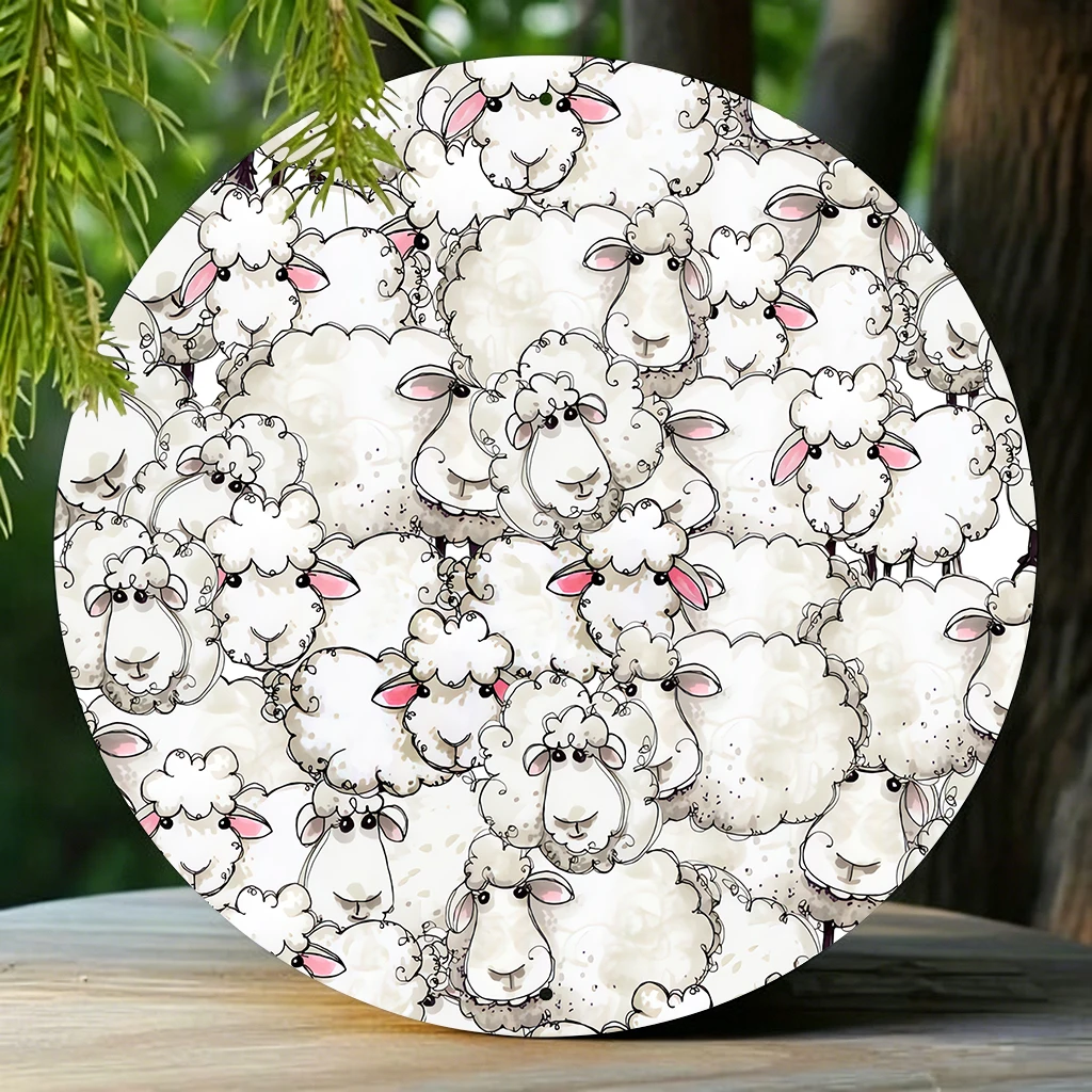 JIT 1-Pack Round Metal Tin Wall Decor with a Smooth Surface for Easy Hanging. This stylish metal tin wall decoration is suitable for various settings such as the living room, garden, and reading nook, making it a high-quality everyday home decoration. view 5