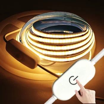 5 メートル USB LED ストリップライト 5V 320LEDs/M COB タッチセンサー調光可能なランプテープ DIY テレビミラーバックライトキッチンルーム夜間照明
