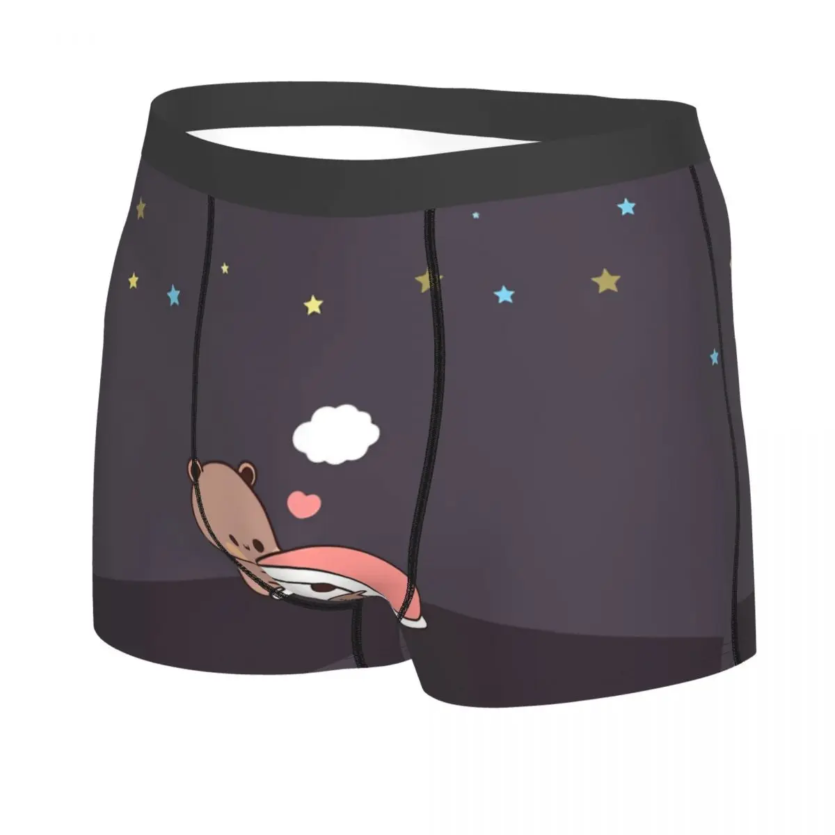 Star Night Sleeping Men Boxer Briefs Bubu Dudu Cartoon Breathable Funny Underwear High Quality Print Shorts Birthday Gifts