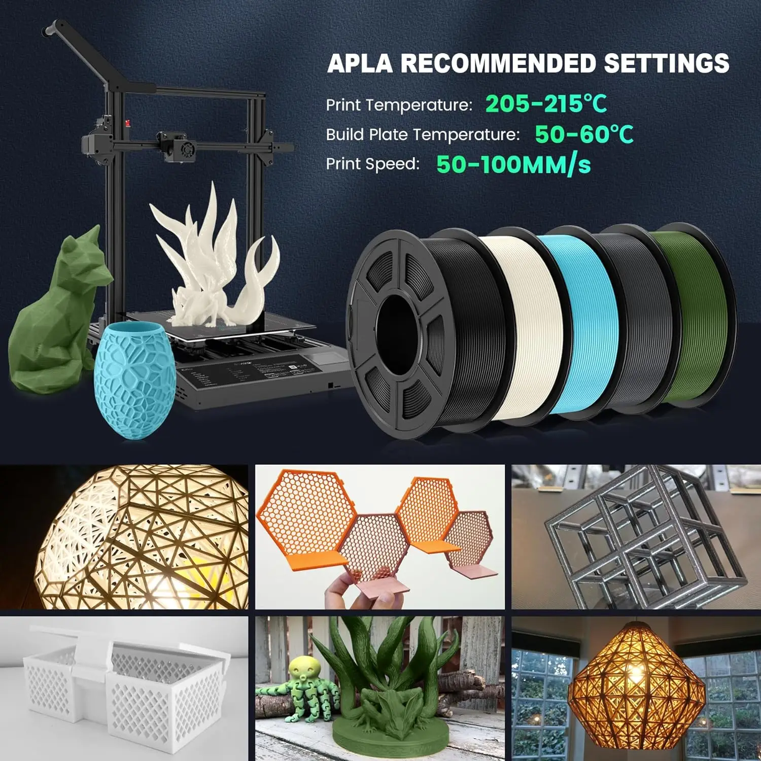 SUNLU AntiString PLA Filament 1.75mm APLA Tolerances ±0.02mm 1kg Spool Neatly Wound 3D Printing Filament for FDM 3D Printer