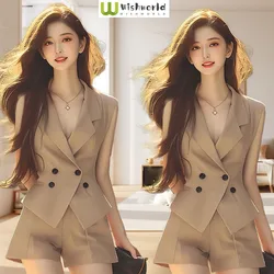 Fashion Women's Set Spring/Summer Korean Style Suit Vest Casual Shorts Elegant Women's Two Piece Set