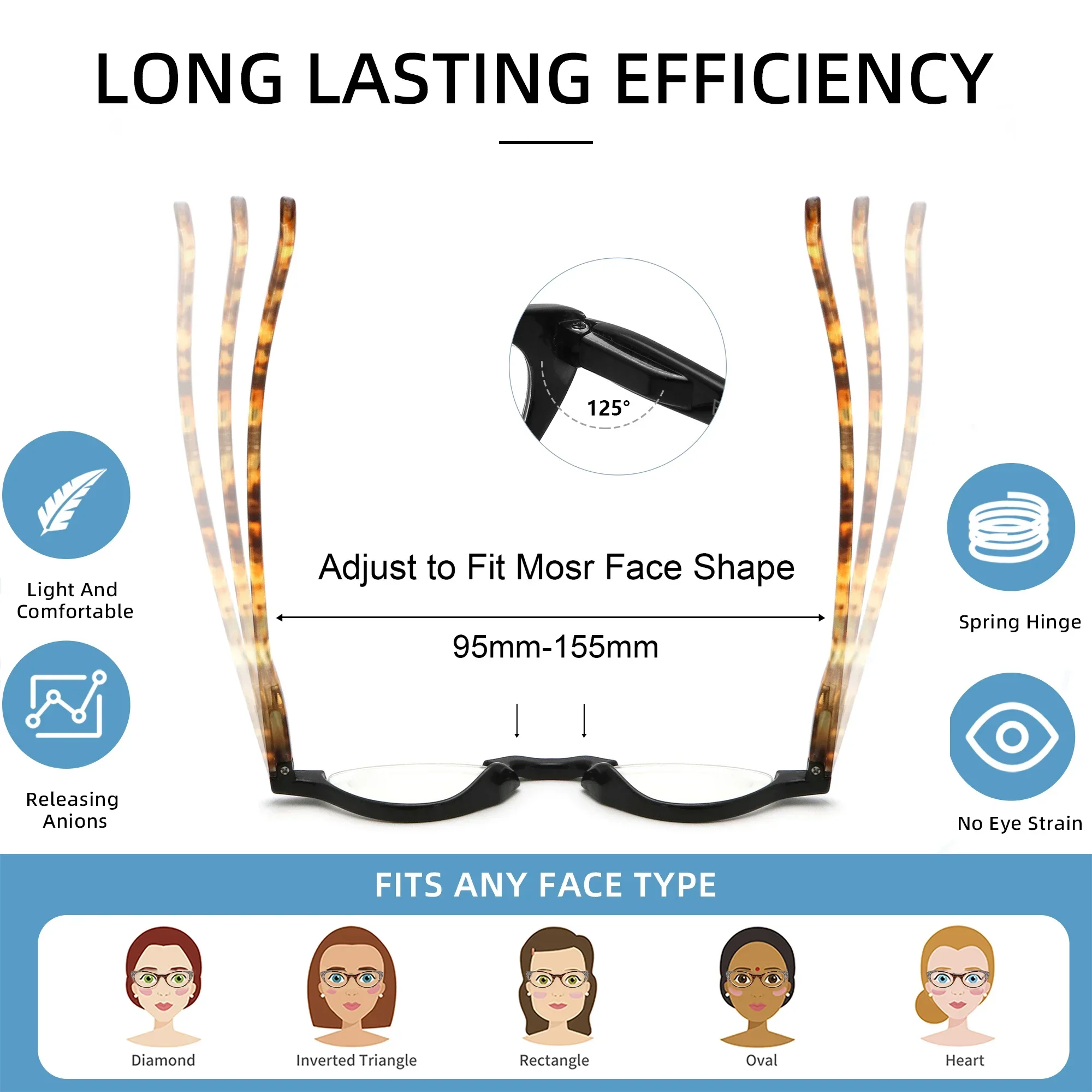 IENJOY Half Frame Anti-blue Reading Glasses Women with Spring Hinge Eyeglasses Magnifier Presbyopic Glasses for Men 1.0 2.0 3.0