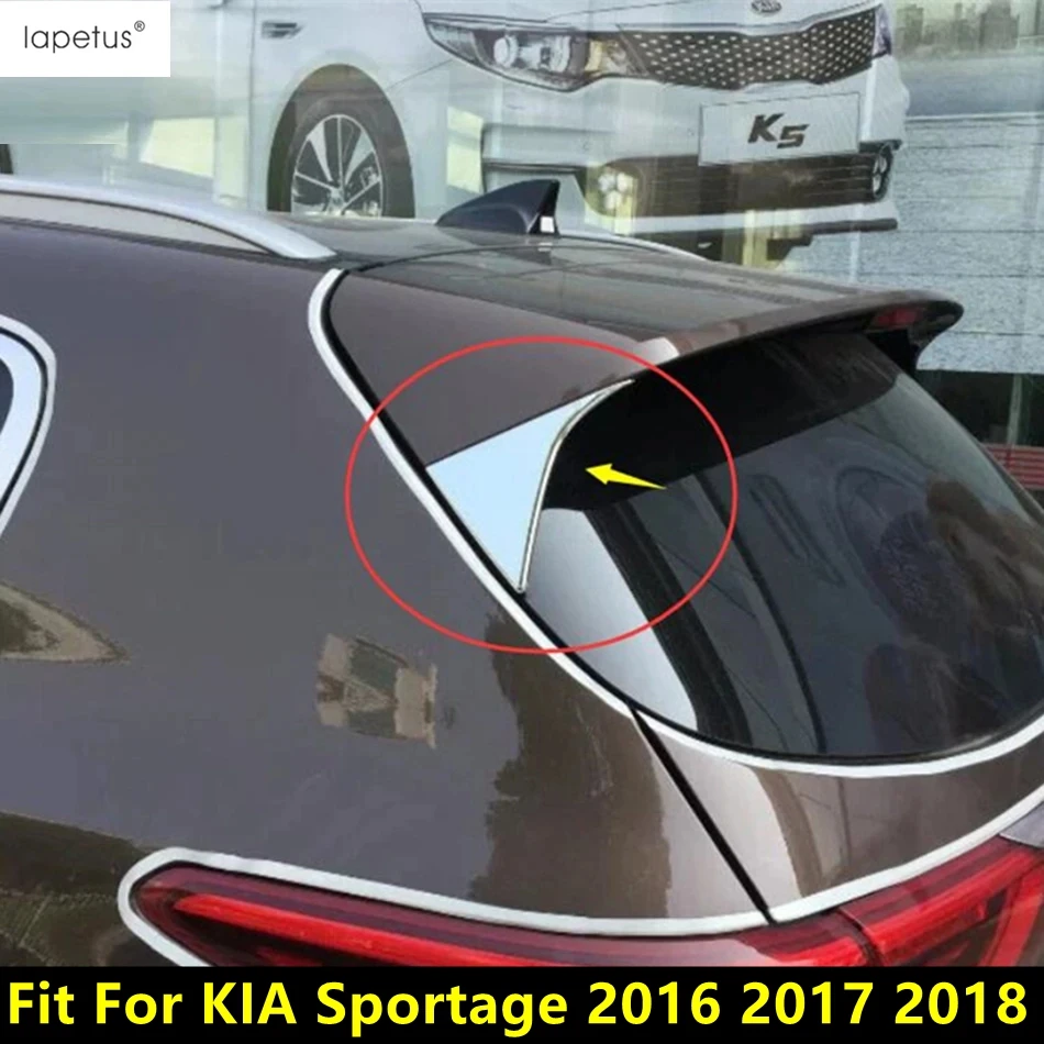 

Car Rear Window Spoiler Side Wing Triangle Panel Decoration Cover Trim For Kia Sportage 2016 2017 2018 ABS Chrome Accessories