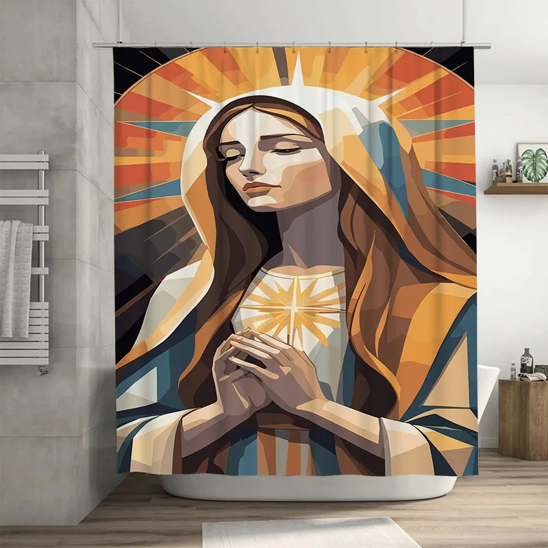 

Tuniu Элегантный Молитва Девы Марии Ванная Занавеска Для Душа Фон Божественный Арт Деко Настенный Подвесной