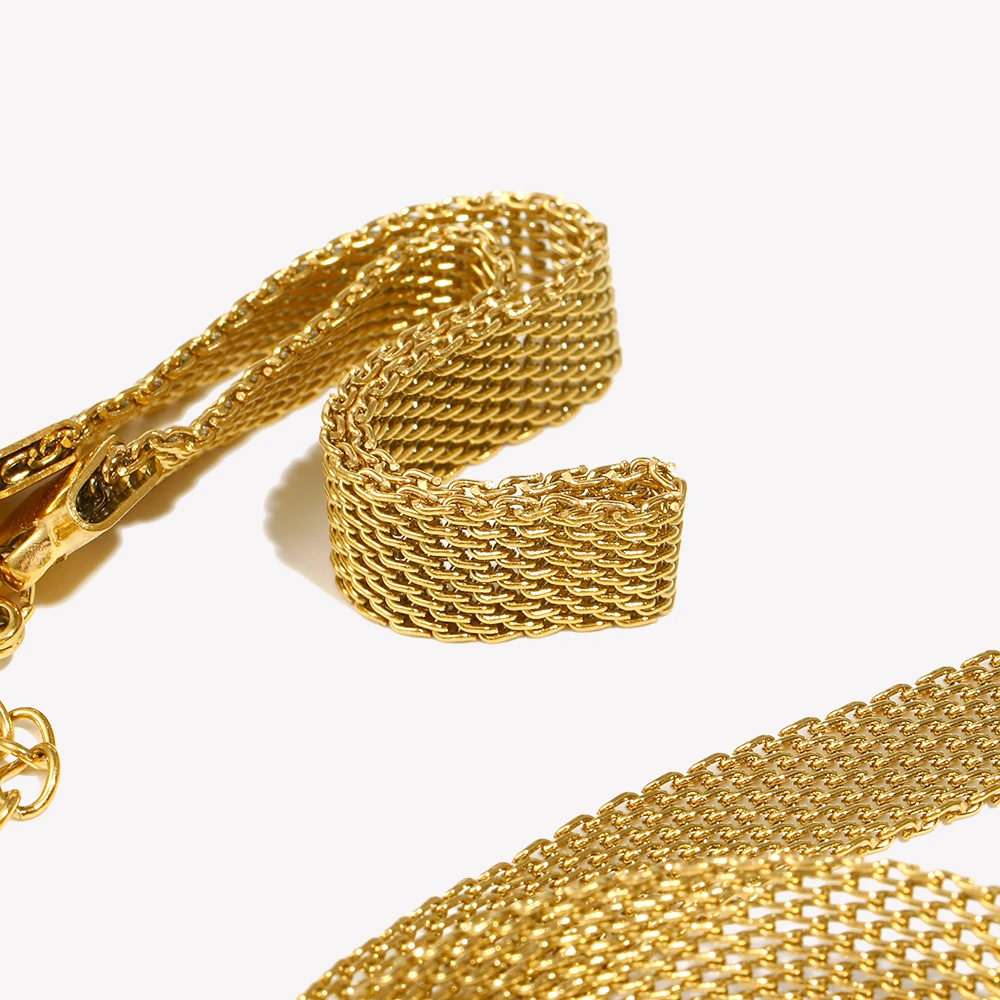 E. b. belle 3 Schichten Vergoldung Edelstahl Anti-Allergie & umwelt freundliche breite geflochtene Netz kette Gold Choker Halskette für Frauen