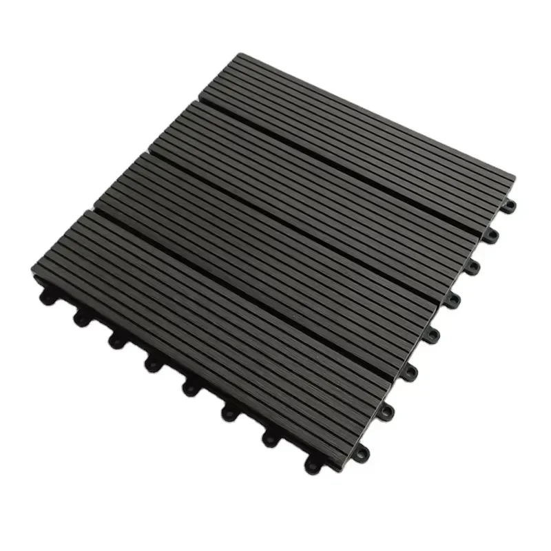 Installation Waterproof Anti-Slip Brushed Splicing WPC Floor Tiles Thick Wood Plastic for Outdoor Garden Terrace
